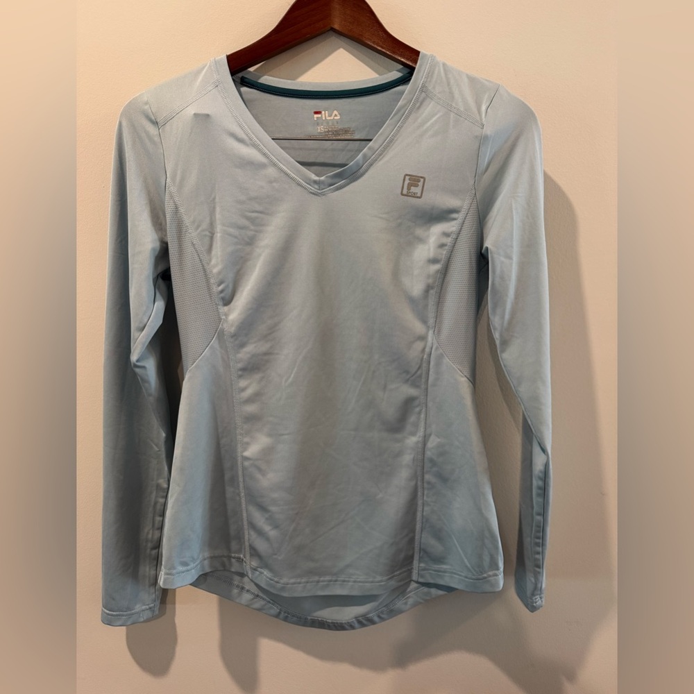 Fila Women's Sky Blue V-Neck Long Sleeve Size XS
